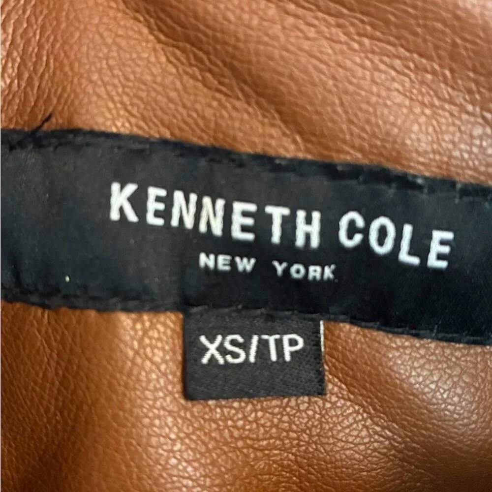 Kenneth Cole Faux Leather Bomber Jacket XS - Picture 3 of 6